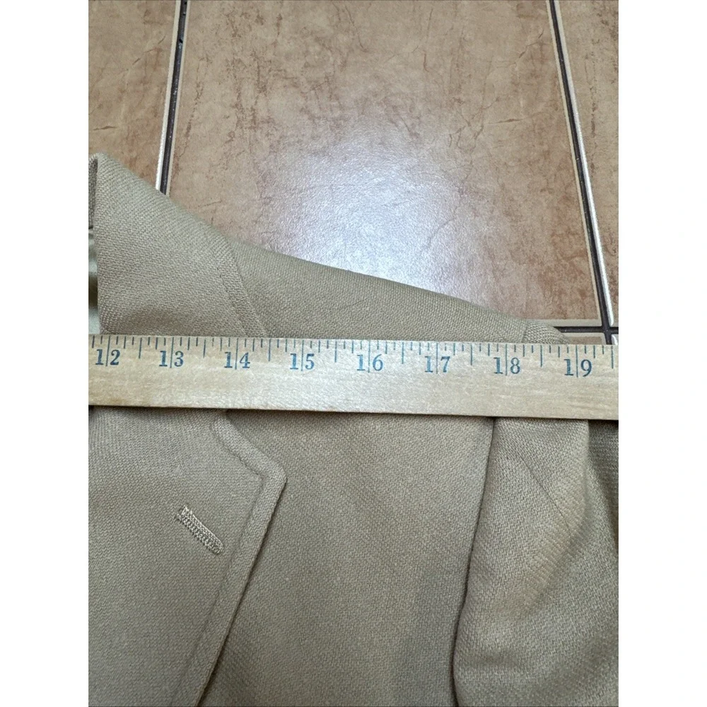Tan Brown Gold Button Flannel Wool Blazer Stanley Blacker Academia Jacket Sz 42S
